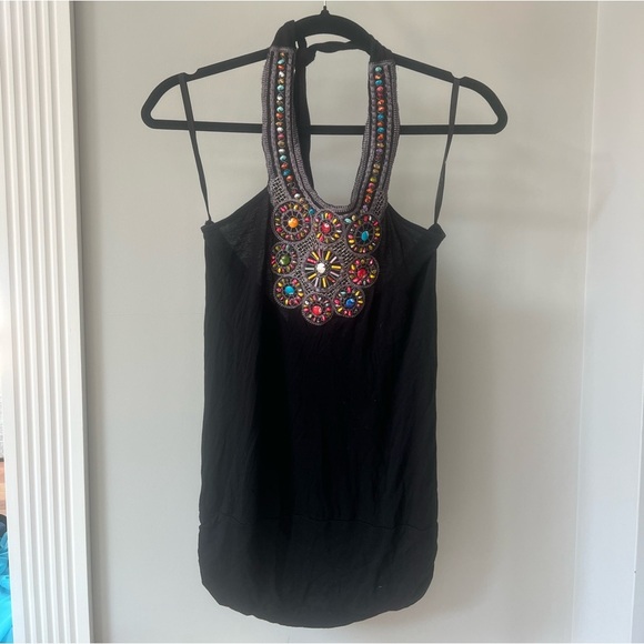 Wet Seal Black Halter Top with Colorful Embellishments - Picture 1 of 5